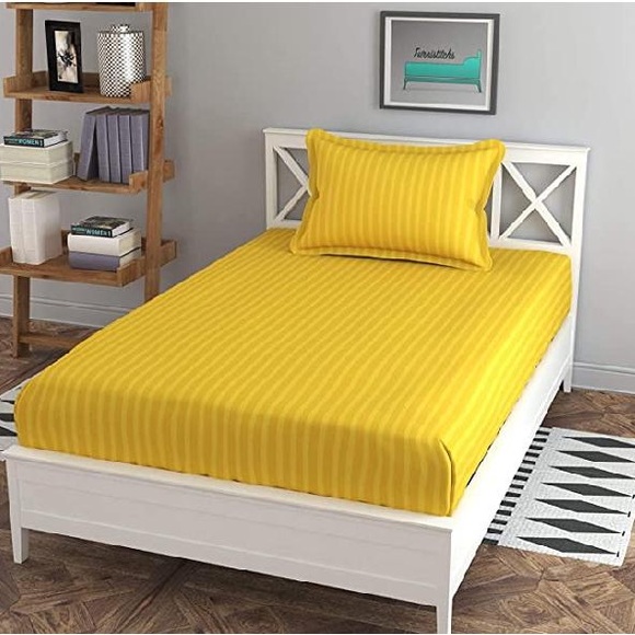 Other - Satin Stripe Single Bedsheet With 1 Pillow Cover